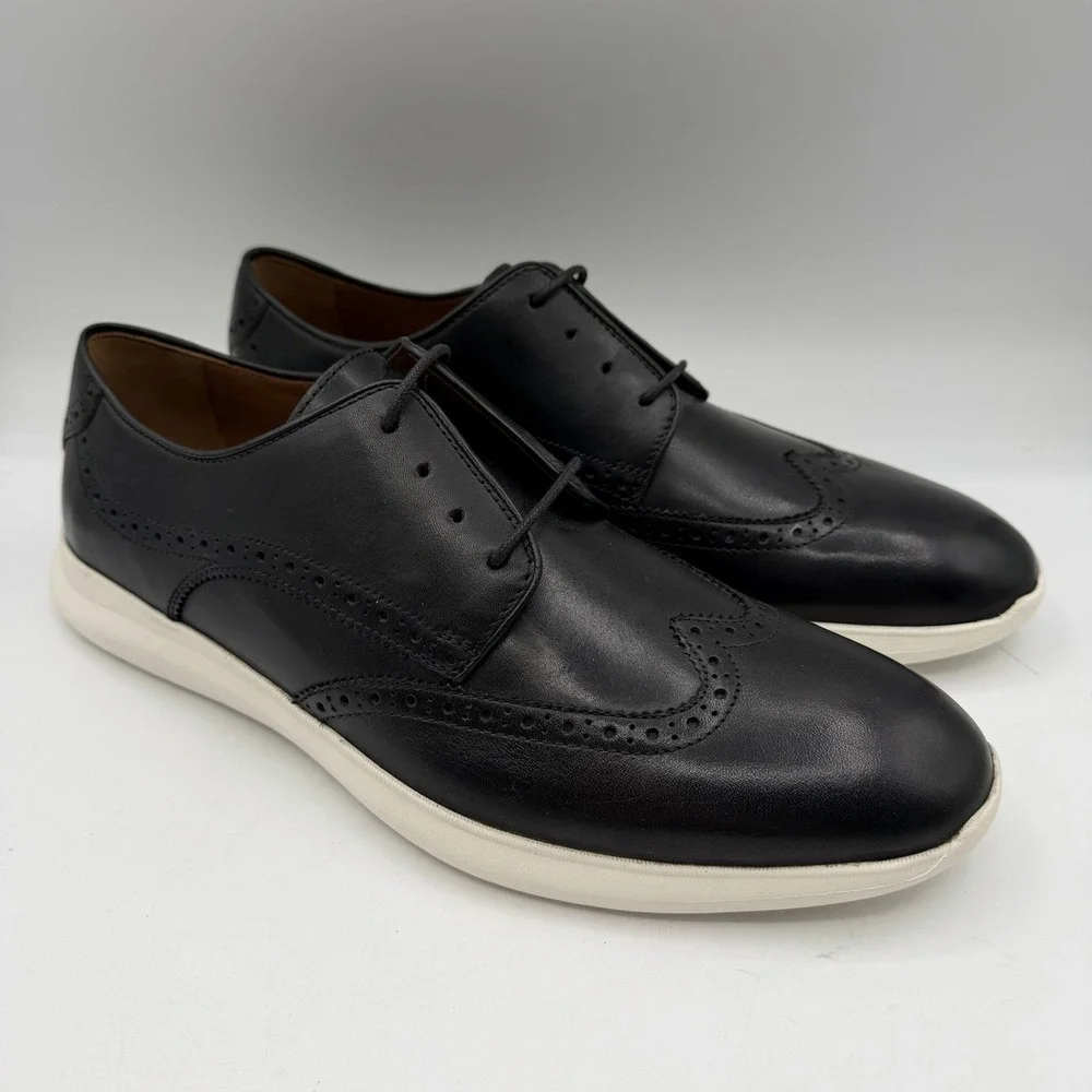 Johnston‎ & Murphy Wingtip Shoes Mens 9.5 M Black Sheepskin Lightweight Trufoam